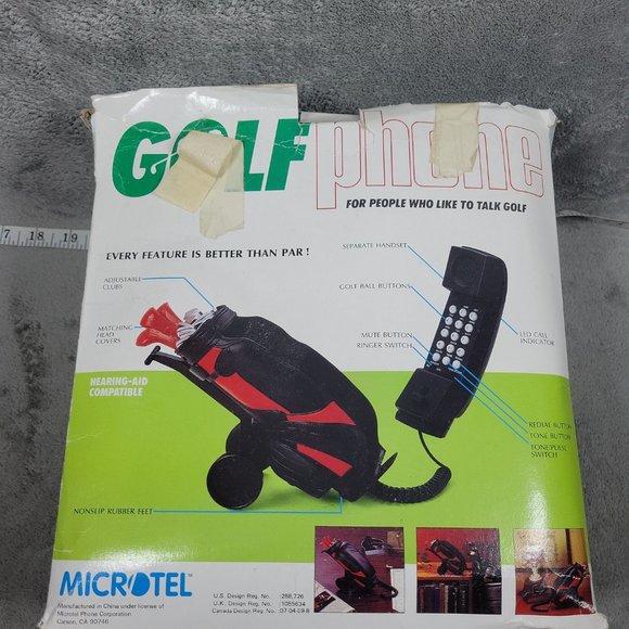 Vintage Bondwell Black/Red Golf Bag Desk Telephone~c. 1989~Open Box! - Picture 4 of 16